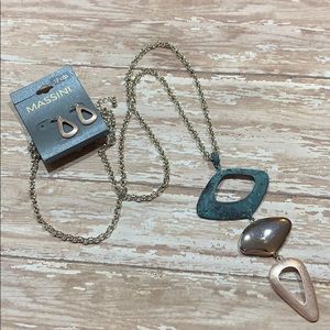 Boho long necklace with matching earrings NWT